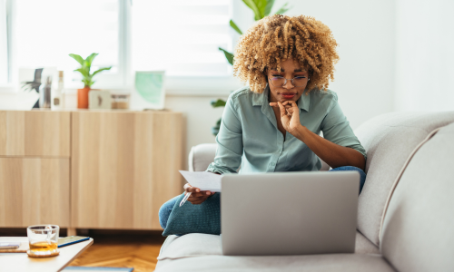 woman working on a laptop